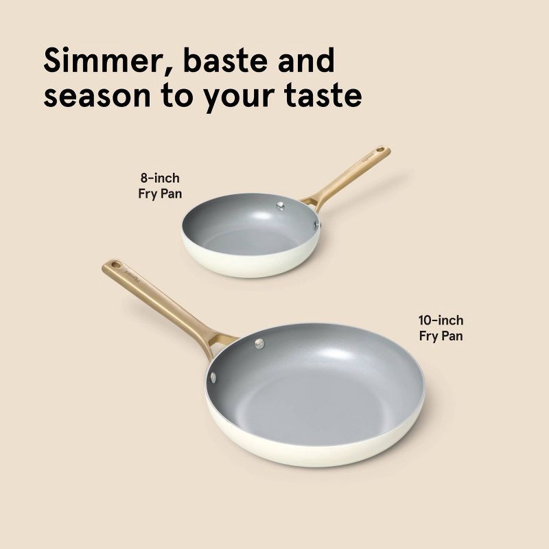 slide 8 of 8, 2pk Nonstick Ceramic Coated Aluminum Frying Pan Set with Champagne Handles Cream - Figmint™, 2 ct