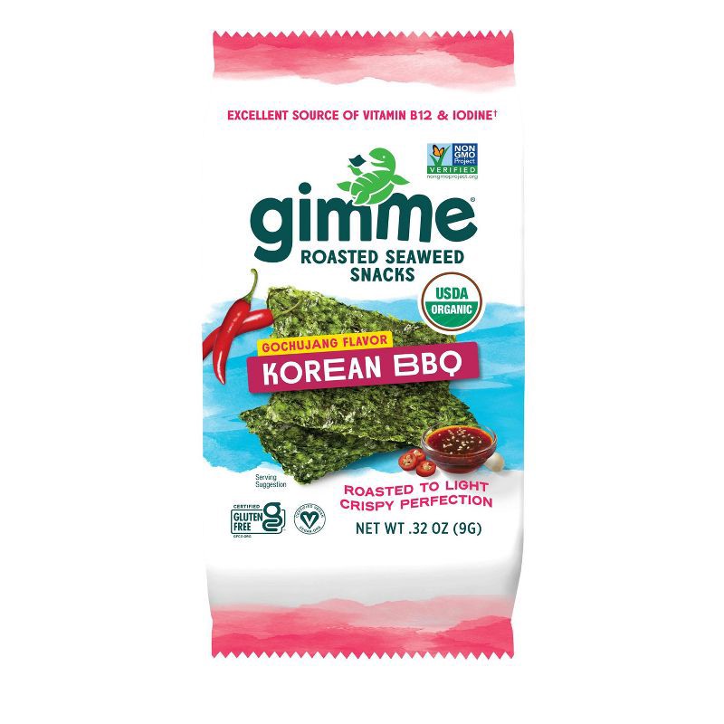 slide 1 of 4, gimMe Organic Roasted Seaweed Snack Korean BBQ - 0.32oz, 0.32 oz