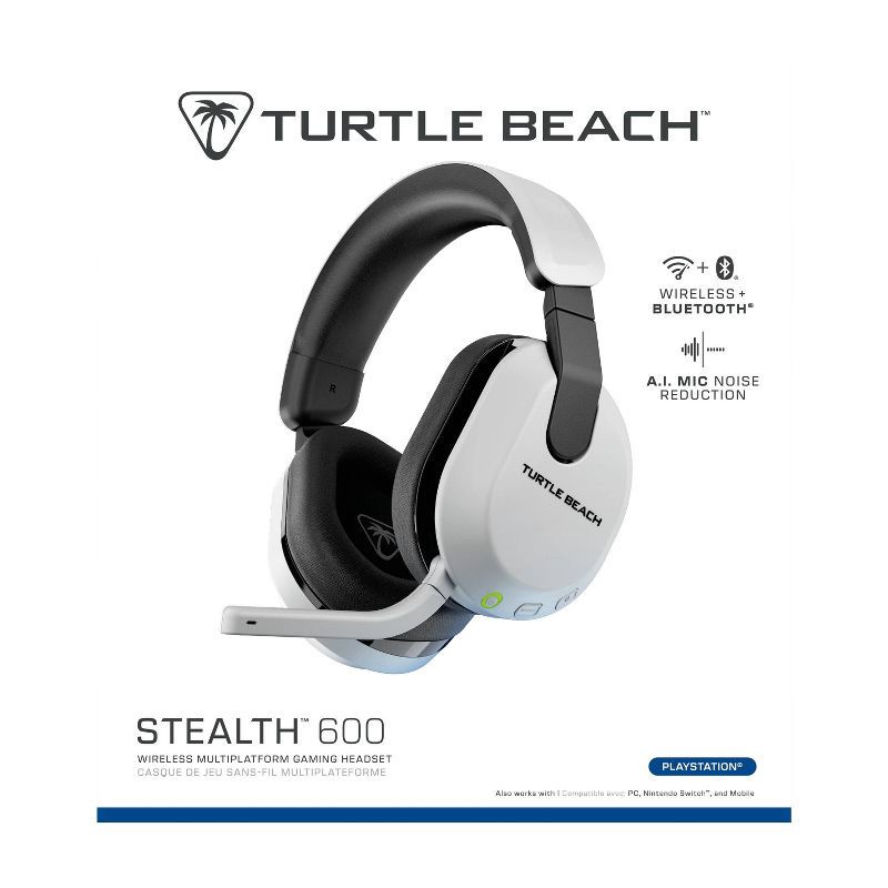 slide 13 of 15, Turtle Beach Stealth 600 Gen 3 Wireless Headset for PlayStation - White: Leatherette Ear Cushion, USB Connection, 1 ct