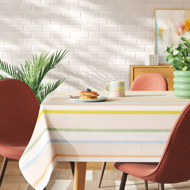 slide 2 of 3, 84"x60" Striped Tablecloth - Room Essentials™, 1 ct