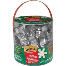 Wilton 18pc Cookie Cutter Bucket: Tinplate, Hand Wash, Gray, 5.6" Height, 5.7" Width, 5.5" Depth, 0.64 lbs