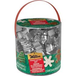 Wilton 18pc Cookie Cutter Bucket: Tinplate, Hand Wash, Gray, 5.6" Height, 5.7" Width, 5.5" Depth, 0.64 lbs