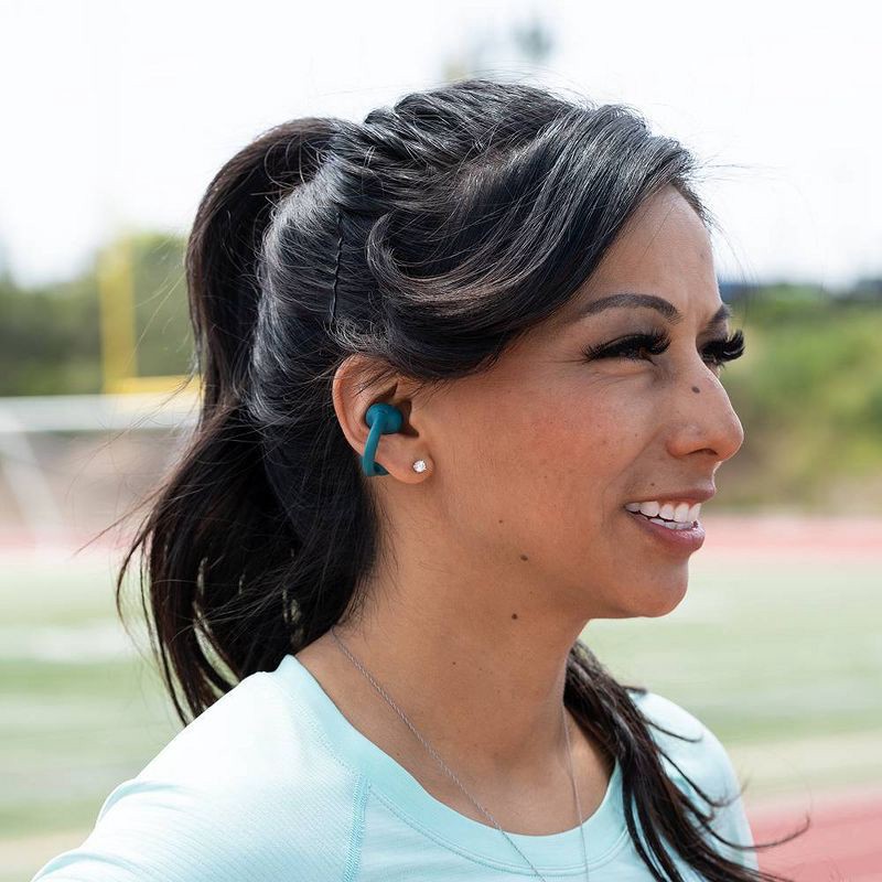 slide 11 of 16, JLab Flex True Wireless Bluetooth Open-Ear Earbuds - Teal: Silicon Cushion & Built-In Mic, 1 ct