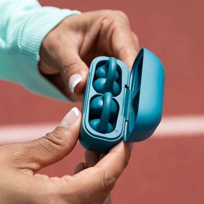 slide 12 of 16, JLab Flex True Wireless Bluetooth Open-Ear Earbuds - Teal: Silicon Cushion & Built-In Mic, 1 ct