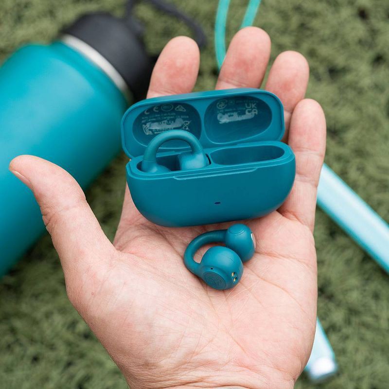 slide 8 of 16, JLab Flex True Wireless Bluetooth Open-Ear Earbuds - Teal: Silicon Cushion & Built-In Mic, 1 ct