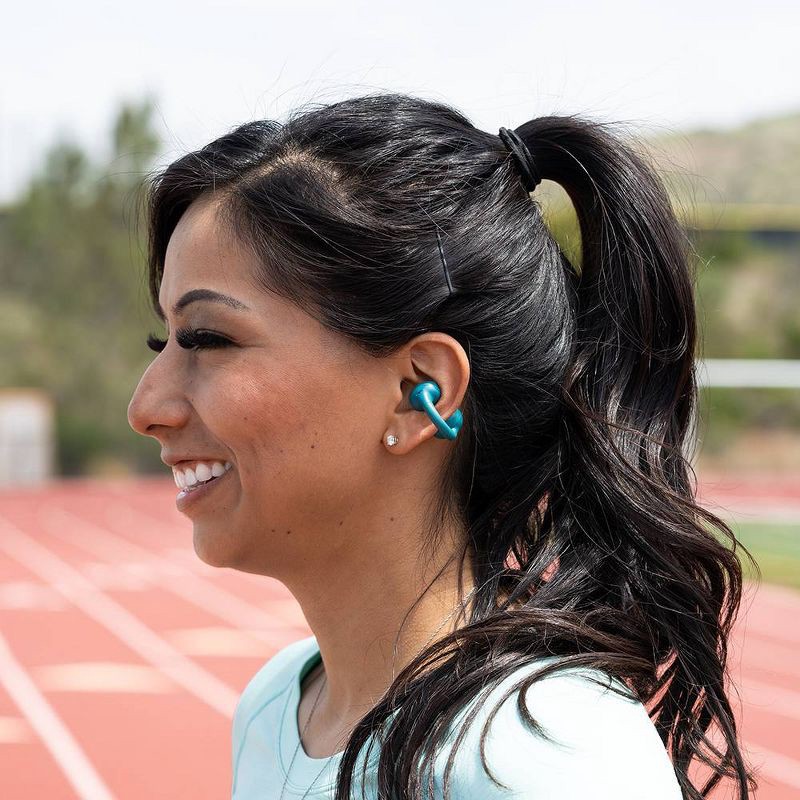slide 9 of 16, JLab Flex True Wireless Bluetooth Open-Ear Earbuds - Teal: Silicon Cushion & Built-In Mic, 1 ct