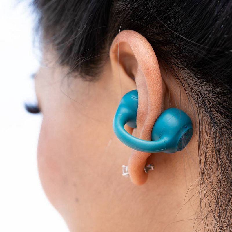 slide 10 of 16, JLab Flex True Wireless Bluetooth Open-Ear Earbuds - Teal: Silicon Cushion & Built-In Mic, 1 ct