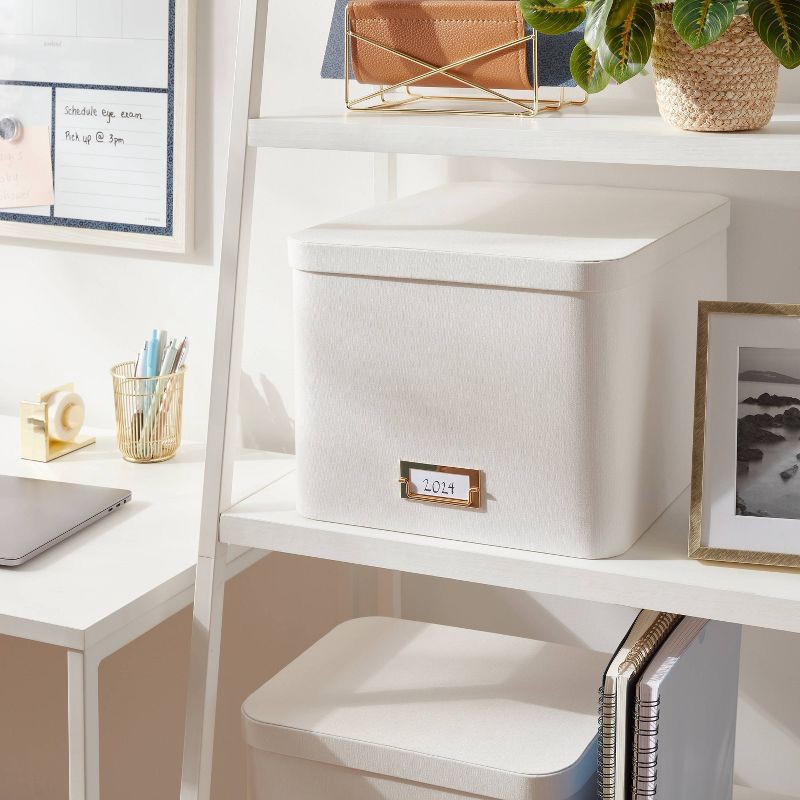 slide 2 of 3, Large Decorative Fabric Box Ivory - Brightroom™: Polypropylene & Polyester, Rectangle, 10" H, 15.5" D, 13" W, 1 ct