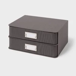 2 Drawer Decorative Fabric Box Charcoal - Brightroom: Rectangle, Paper & Polyester, Spot Clean, 6"x10"x13"