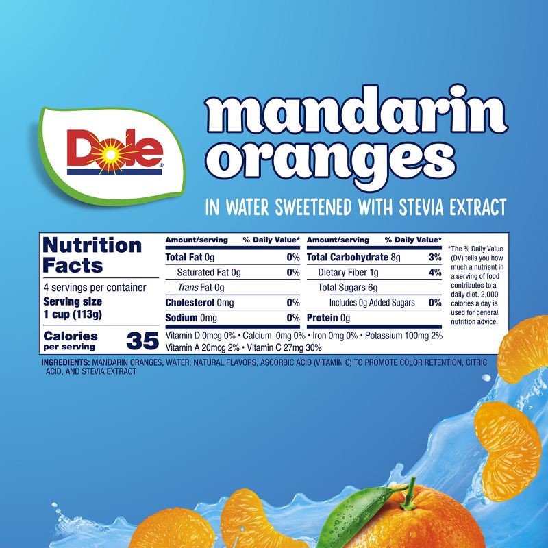 slide 3 of 6, Dole Mandarin Oranges No Sugar Added - 16oz/4ct, 4 ct; 16 oz