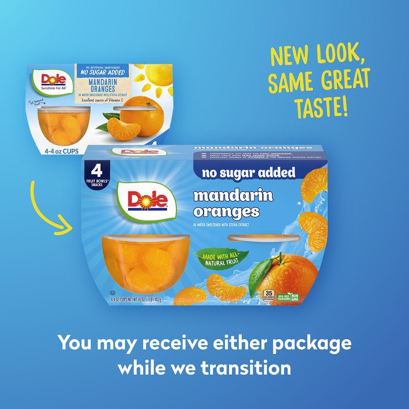 slide 4 of 6, Dole Mandarin Oranges No Sugar Added - 16oz/4ct, 4 ct; 16 oz