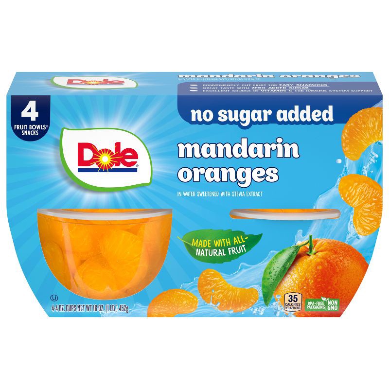 slide 1 of 6, Dole Mandarin Oranges No Sugar Added - 16oz/4ct, 4 ct; 16 oz