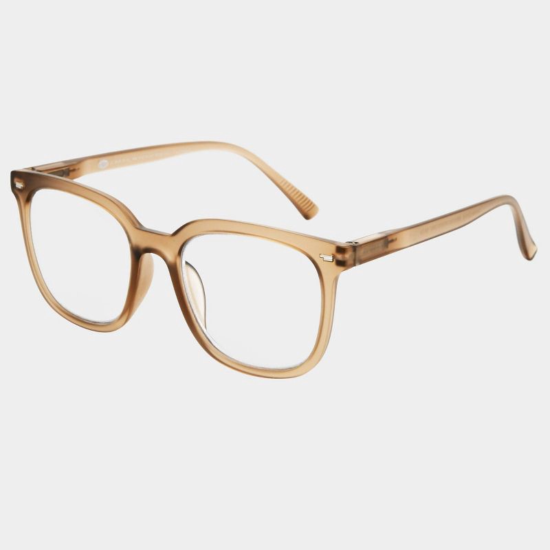 slide 2 of 2, Women's Matte Plastic Square Blue Light Filtering Glasses - Universal Thread™ Tan Diopter 1: Narrow Fit, Recycled Frame, 1 ct