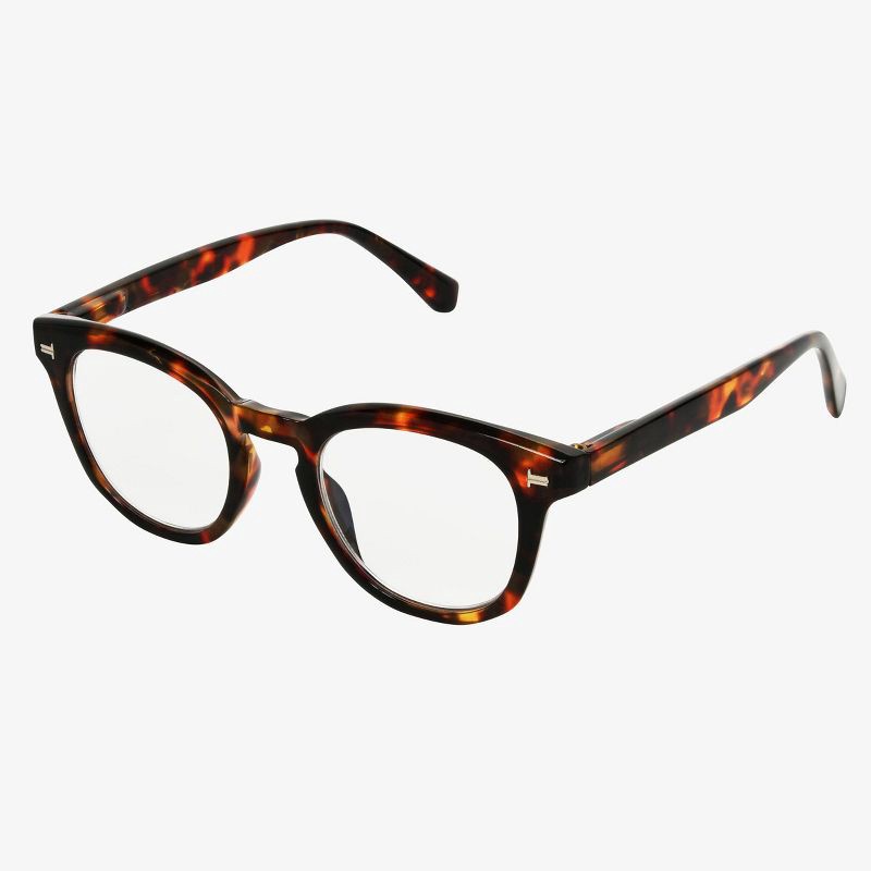 slide 2 of 2, Women's Plastic Round Blue Light Filtering Glasses - Universal Thread™ Brown/Tortoise Print Diopter 1.5: Reading Eyewear, 1 ct