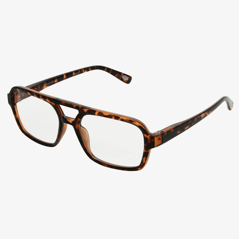 slide 2 of 2, Women's Navigator Plastic Aviator Blue Light Filtering Glasses - Universal Thread™ Brown/Tortoise Diopter 1: Recycled Frame, Wide Fit, 1 ct