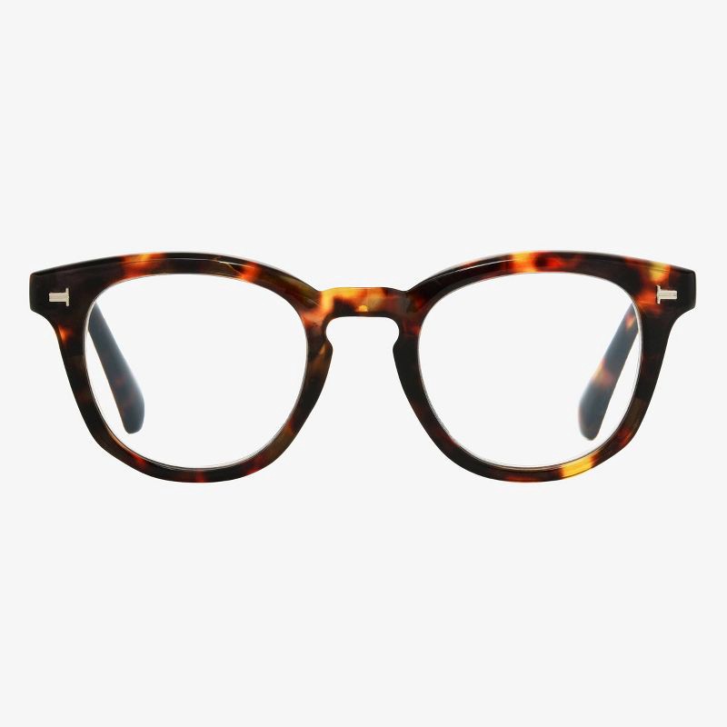 slide 1 of 2, Women's Plastic Round Blue Light Filtering Glasses - Universal Thread™ Brown/Tortoise Print Diopter 1: Narrow Fit, 1 ct