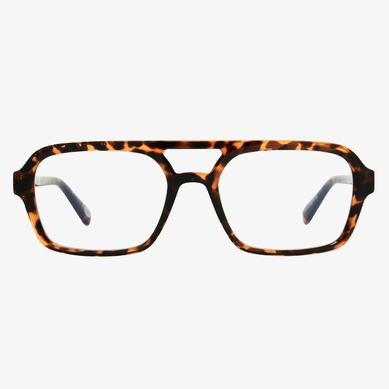 slide 1 of 2, Women's Navigator Plastic Aviator Blue Light Filtering Glasses - Universal Thread™ Brown/Tortoise Print: Wide Fit, Recycled Frame, 1 ct