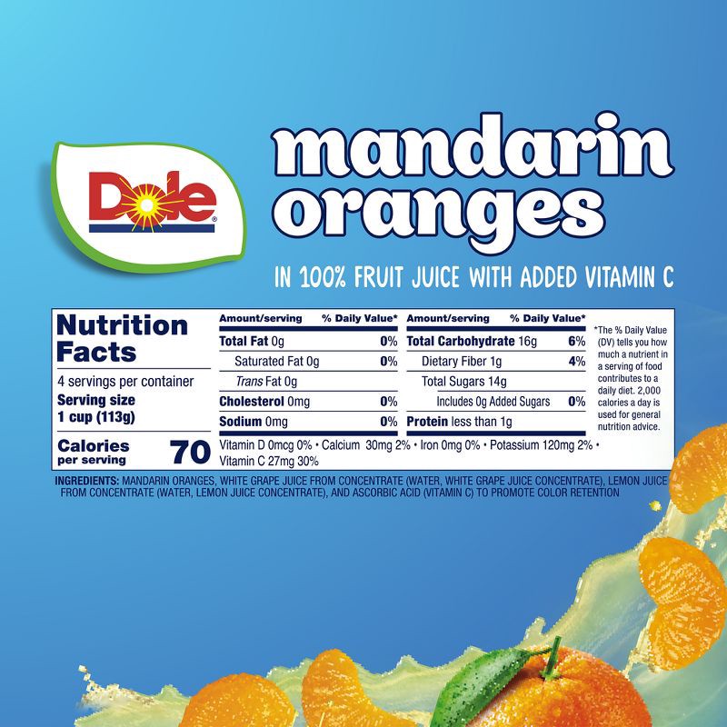 slide 3 of 6, Dole Mandarins in 100% Juice - 16oz/4ct, 4 ct; 16 oz