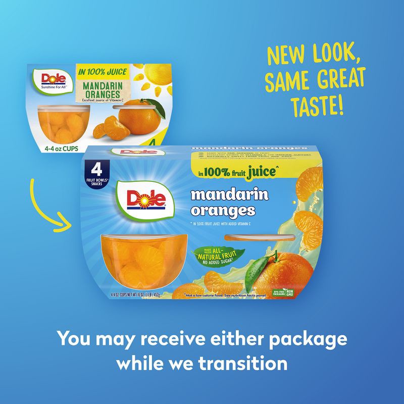 slide 4 of 6, Dole Mandarins in 100% Juice - 16oz/4ct, 4 ct; 16 oz