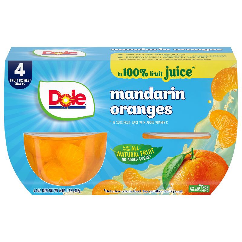 slide 1 of 6, Dole Mandarins in 100% Juice - 16oz/4ct, 4 ct; 16 oz