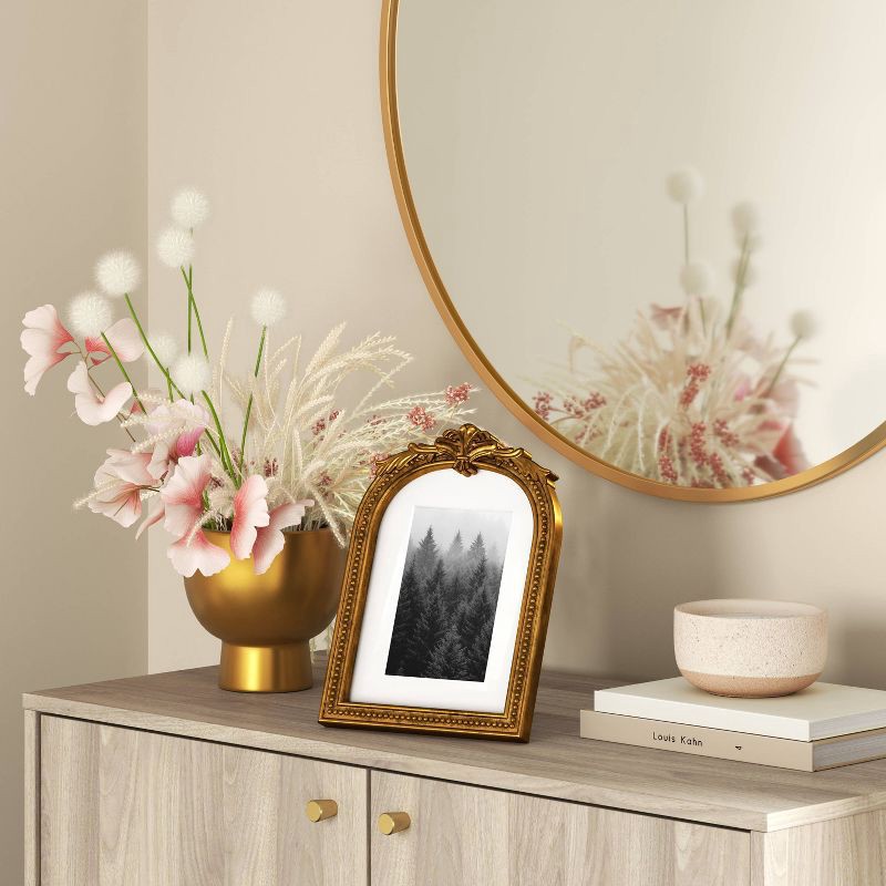 slide 2 of 4, 5"x7" Matted to 4"x6" Ornate Arch Table Frame Antique Brass - Threshold™, 1 ct