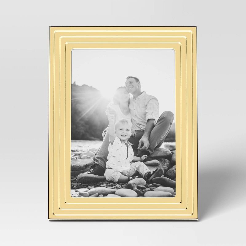 slide 3 of 4, 5"x7" Metal Table Picture Frame Plated Brass - Threshold™, 1 ct