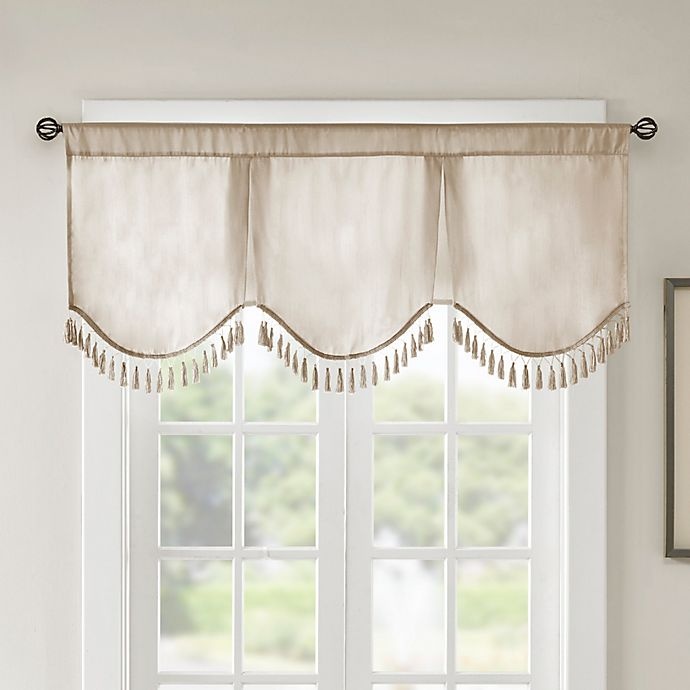 slide 1 of 5, Madison Park Evelyn Scallop Embellished Window Valance - Champagne, 1 ct