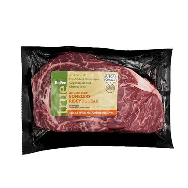 slide 1 of 1, Hy-Vee True Angus Beef Boneless Ribeye Steak, 10 oz