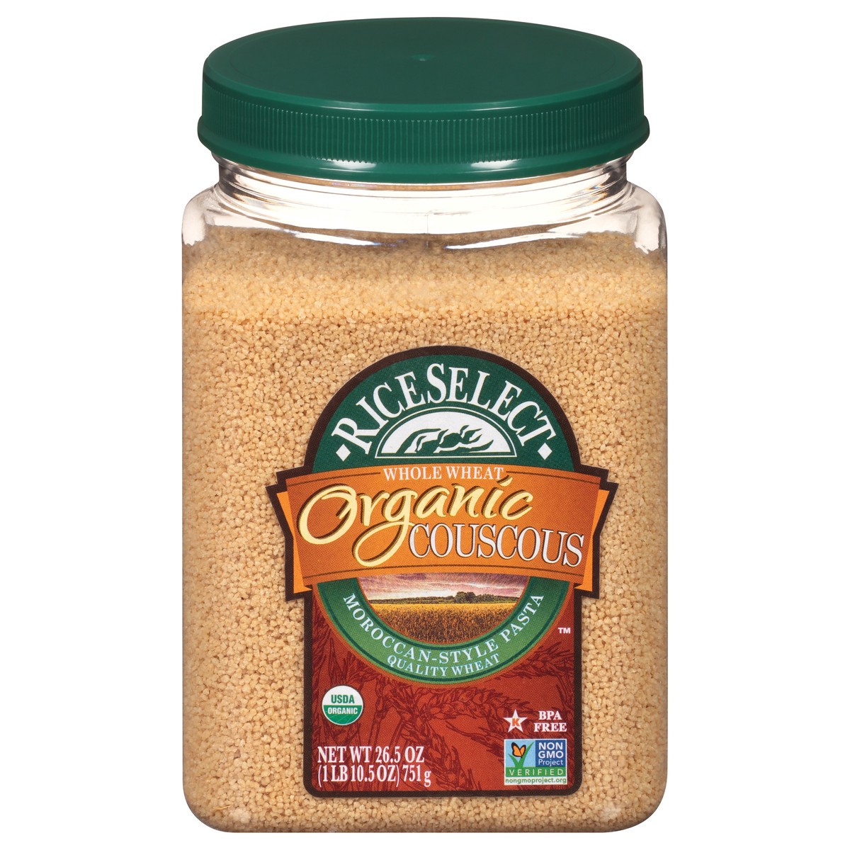 slide 1 of 10, RiceSelect Whole Wheat Organic Couscous, 26.5 oz