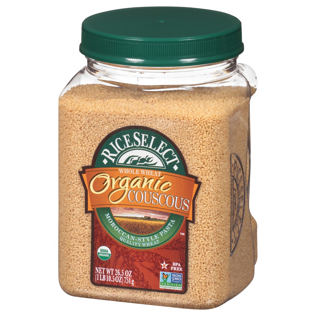 slide 3 of 10, RiceSelect Whole Wheat Organic Couscous, 26.5 oz