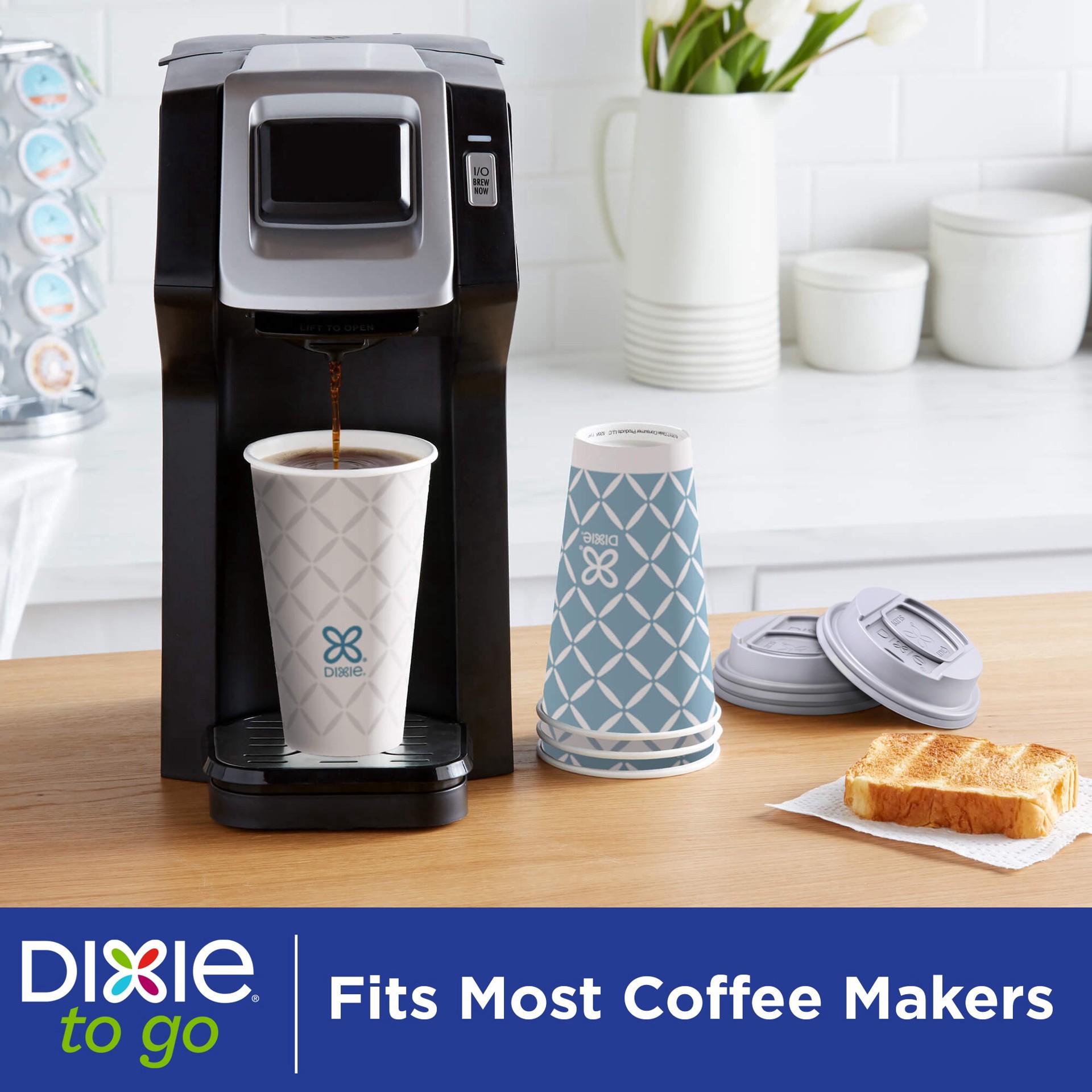 slide 10 of 27, Dixie To Go 16 Oz Paper Cups And Lids, 18 Count, 18 ct