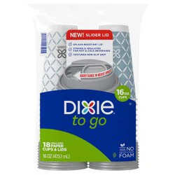Dixie To Go 16 Oz Paper Cups And Lids, 18 Count