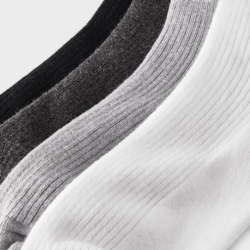 slide 3 of 3, Women's Ultra Soft Everyday Rib-Knit 4pk Ankle Socks - Auden™ White/Heather Gray/Black 4-10: Midweight, Rib Cuffs, Machine Washable, 4 ct