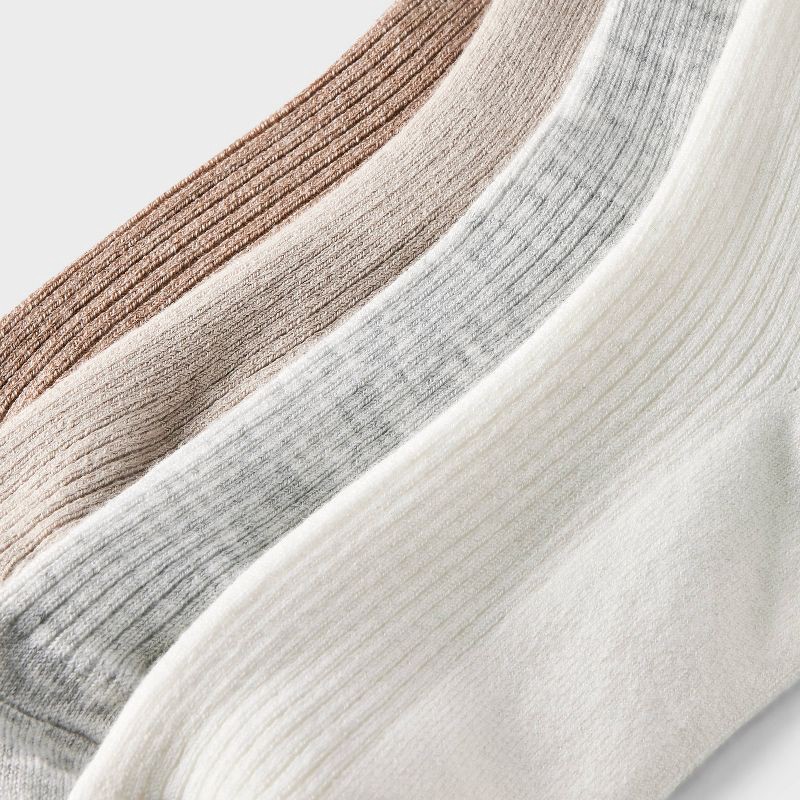 slide 3 of 3, Women's Ultra Soft Everyday Rib-Knit 4pk Crew Socks - Auden™ Tan/Ivory/Heather Gray 4-10: Midweight Knit, Rib Cuffs, Machine Washable, 4 ct