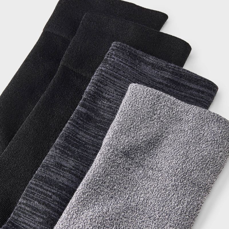 slide 3 of 3, Women's Ultra Smooth Supersoft Fine Gauge Knit 4pk Crew Socks - Auden™ Black/Gray 4-10: Midweight Non-Binding Cuff, 4 ct