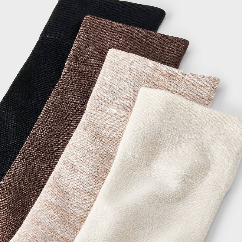 slide 3 of 3, Women's Ultra Smooth Supersoft Fine Gauge Knit 4pk Crew Socks - Auden™ Ivory/Brown/Black 4-10: Midweight, Non-Binding Cuff, Machine Washable, 4 ct