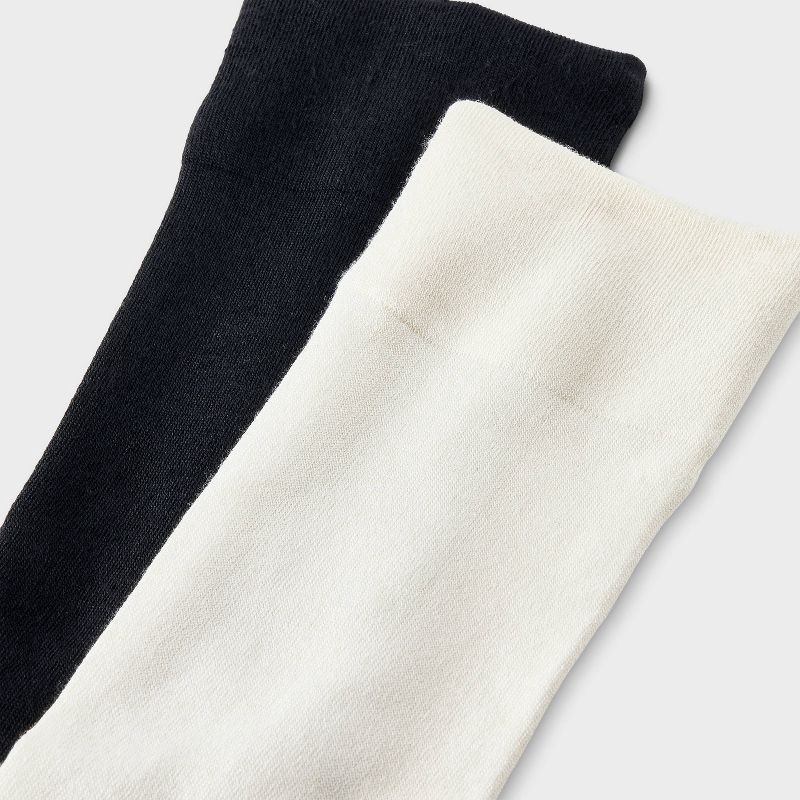 slide 3 of 3, Women's Ultra Smooth Supersoft Fine Gauge Knit 2pk Knee High Socks - Auden™ Black/Ivory 4-10, 2 ct