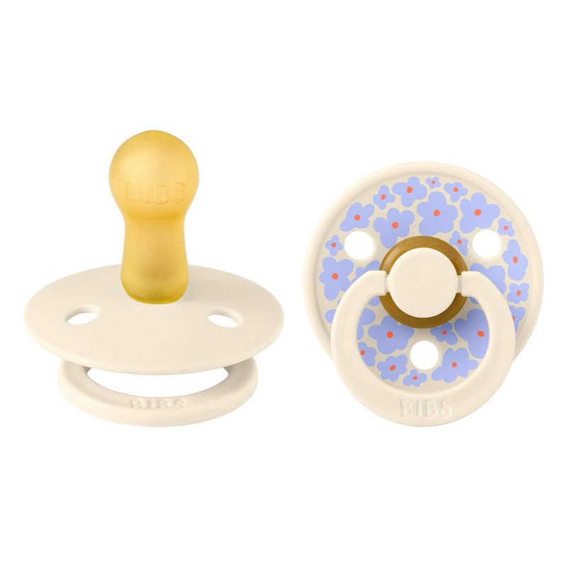 slide 3 of 9, Bibs Studio Collection Colour Jasmine Floral Latex Pacifier 6-18 Months - Jasmine Ivory Mix - 2pk, 2 ct