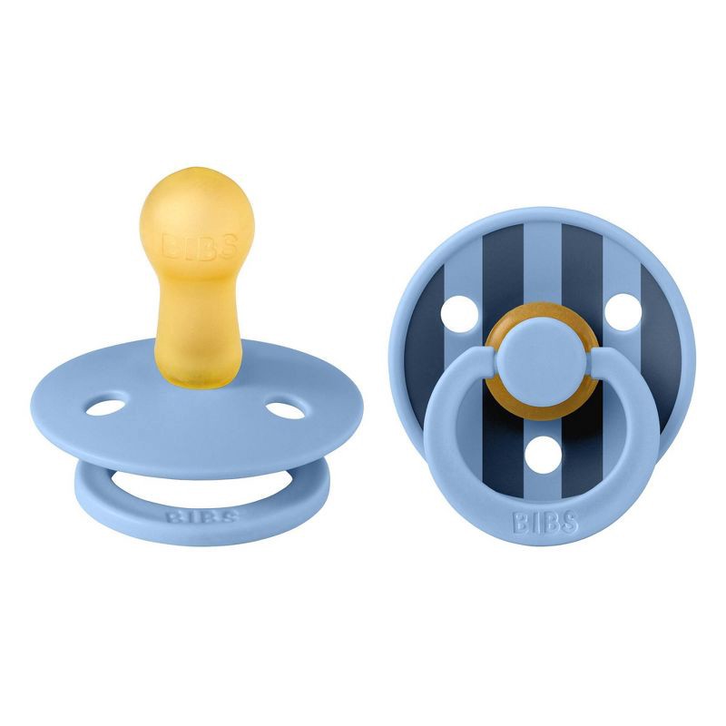 slide 3 of 10, Bibs Studio Collection Colour Stripe Latex Pacifier 6-18 Months - Pink Sky Blue Mix - 2pk, 2 ct