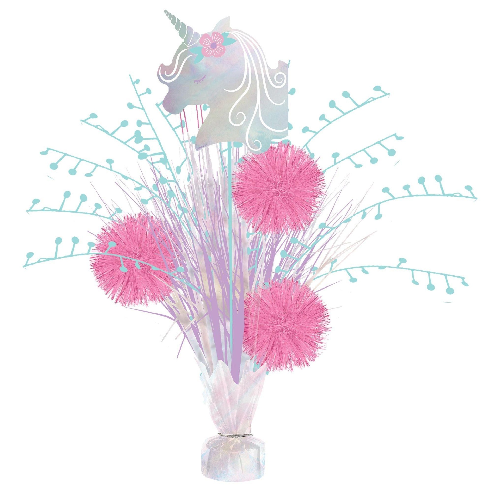 slide 1 of 1, Party City Enchanted Unicorn Tinsel Burst Centerpiece, 18 in