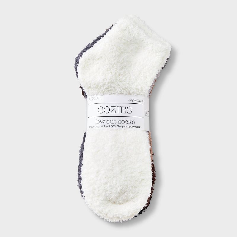 slide 2 of 3, Women's 6pk Cozy Low Cut Socks - Assorted Color 4-10: Knit Lightweight Banded Cuff, 6 ct