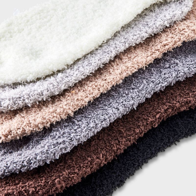 slide 3 of 3, Women's 6pk Cozy Low Cut Socks - Assorted Color 4-10: Knit Lightweight Banded Cuff, 6 ct