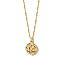 Kendra Scott Initial "M" Pendant Necklace - Gold: 14K Gold Over Brass, Lobster Claw Clasp, 19" Length