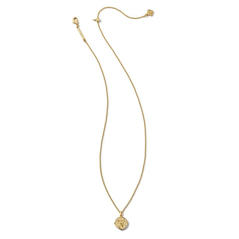 slide 2 of 4, Kendra Scott Initial "R" Pendant Necklace - Gold: 14K Gold Over Brass, Lobster Claw Clasp, 19" Length, 1 ct