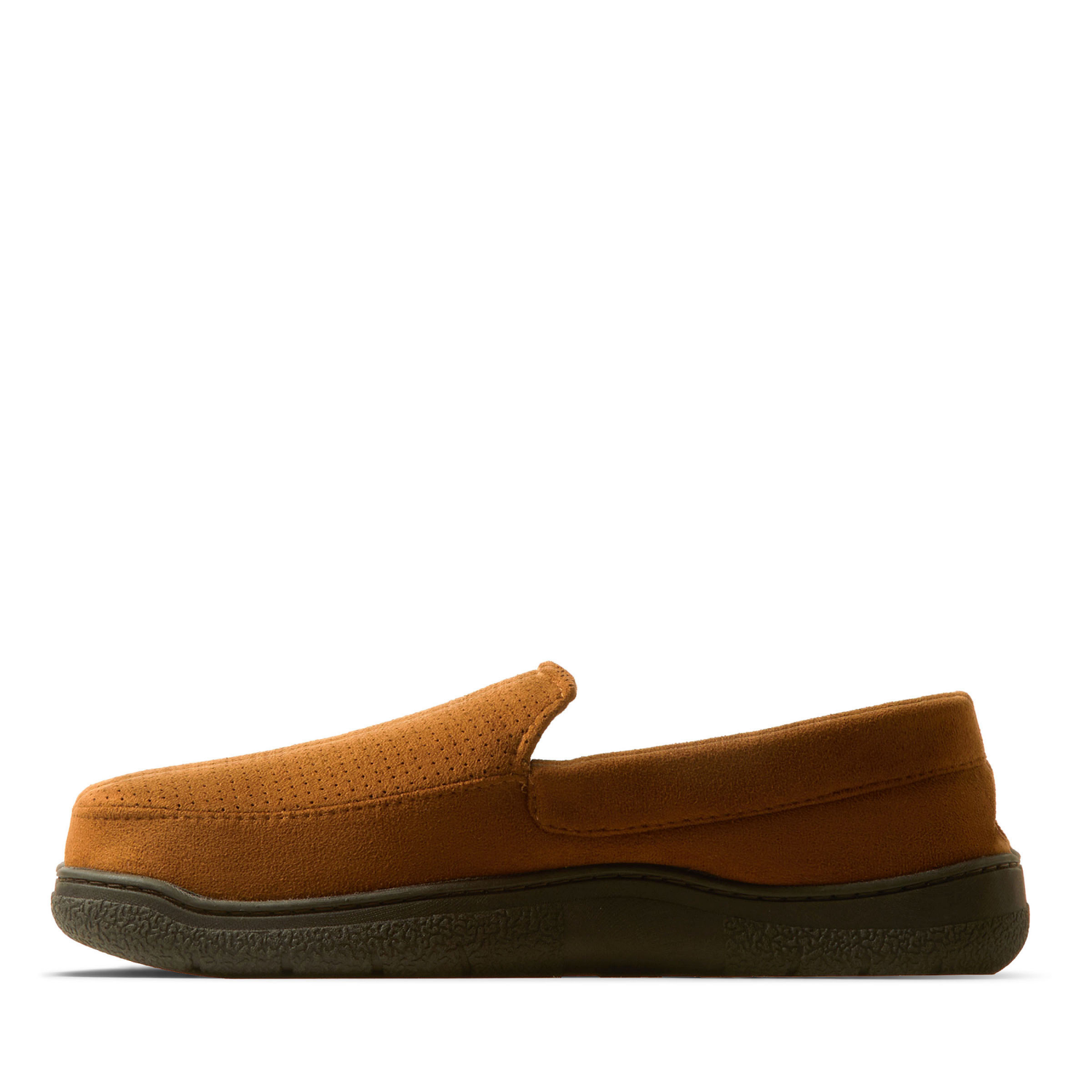 slide 2 of 3, Dearfoams Dawson Perforated Moccasin Slippers, Chestnut, Size X-Large, XL
