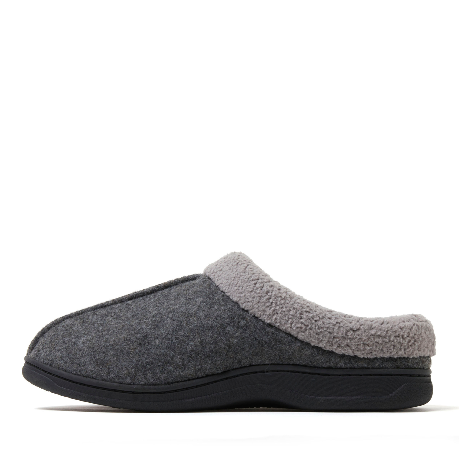 slide 2 of 4, Dearfoams Men's Dustin Felted Clog with Berber Collar Slippers, Grey, Size L, LG