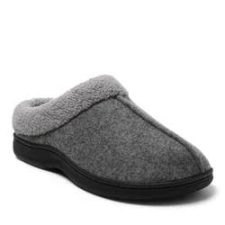 Dearfoams Men's Dustin Felted Clog with Berber Collar Slippers, Grey, Size L