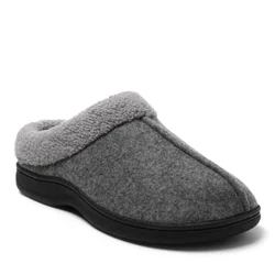Dearfoams Men's Dustin Felted Clog with Berber Collar Slippers, Grey, Size M