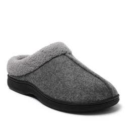 Dearfoams Men's Dustin Felted Clog With Berber Collar Slippers, Grey, Size S