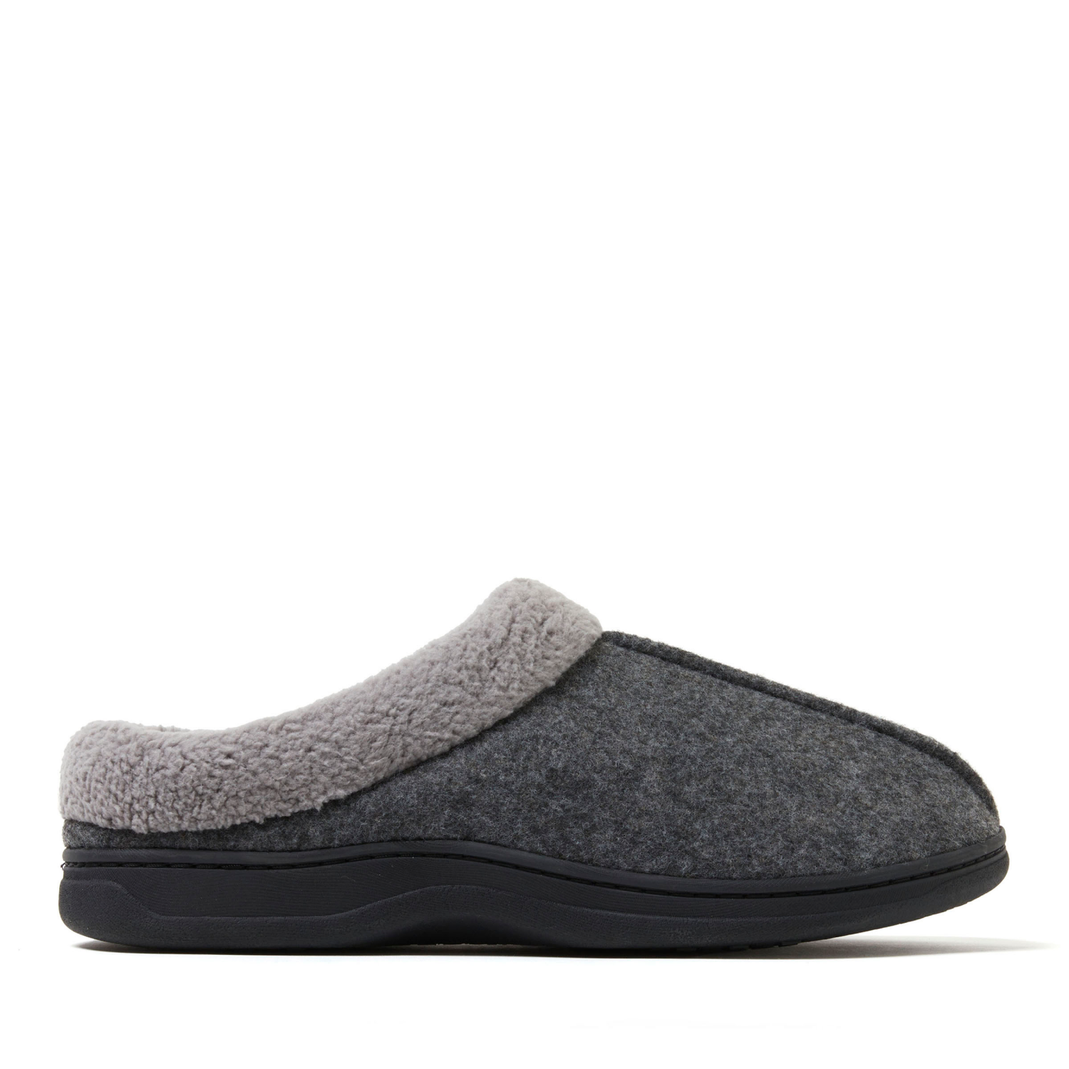 slide 3 of 4, Dearfoams Men's Dustin Felted Clog with Berber Collar Slippers, Grey, Size XL, XL